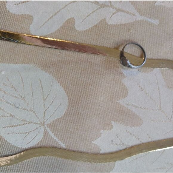 18kt stamped Thick herringbone gold Bonded necklace 30 inch - Picture 3 of 3